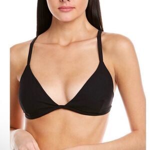 Andie Swim The Gold Coast Bikini Top Ribbed Knit in Black Size XL NWT